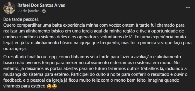 Depoimento real de Rafael Dos Santos Alves sobre o alinhamento básico de P.A. aprendido com Aguinaldo Ramos