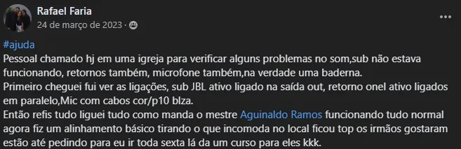 Depoimento real de Rafael Faria sobre aplicar os ensinamentos de Aguinaldo Ramos em uma igreja